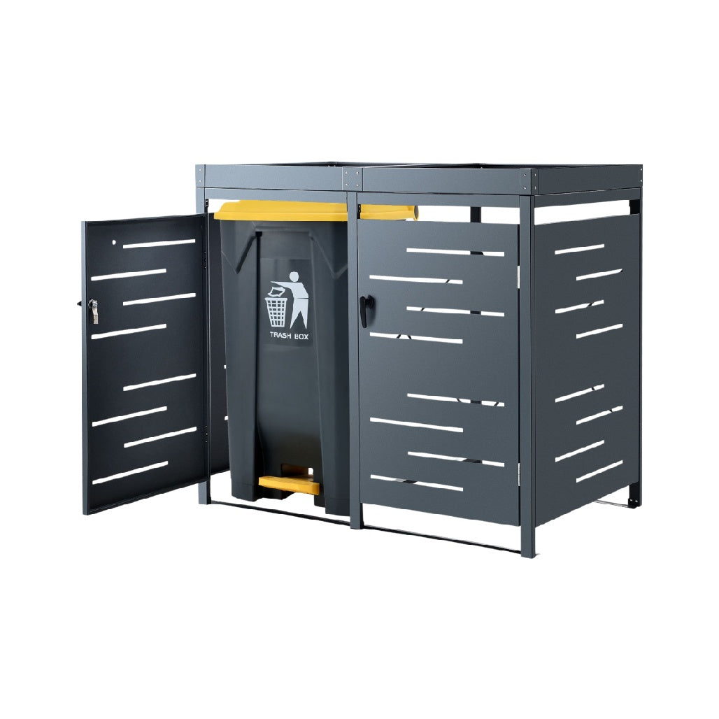 ごみ収集ボックス用金属製カバー - 屋外のゴミ収納に使用 - 材質：金属 - サイズ 90 x 90 x 100